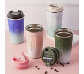 Termo inteligente de acero inoxidable de doble capa con degradado: regalo portátil para café y agua en el coche. 510ml