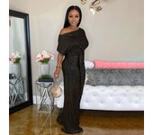Mono de lentejuelas láser con ilusión elegante y noble para banquete de noche de otoño para mujer S negro