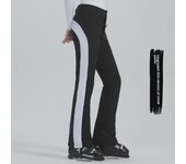 Pantalones de esquí impermeables de doble tabla para mujer: cálidos, resistentes al viento y elásticos para deportes de nieve al aire libre L blanco sucio
