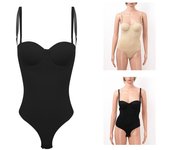 Body moldeador de cuerpo completo con control de barriga sin espalda para mujer S negro