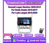 8 pulgadas para Renault Logan Sandero 2009-2015 para Dacia Duster 2010-2017 para Lada Largus 2012-2020 botón perilla coche Android 1 + 32GB 1+32GB