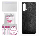 apgo Protective Skin Sticker for the back compatible with OnePlus Nord CE 5G, Wrap Film, Foil, Vinyl - Pattern Black Leather