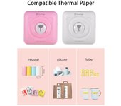 Impresora térmica inalámbrica de fotos con imagen BT de bolsillo para teléfono inteligente Android iOS color rosa