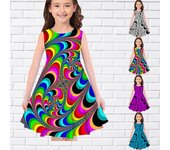 Vestidos de pavo real en 3D para niñas, vestido de princesa sin mangas para fiestas de niñas mayores de cuatro años 130 varios colores