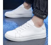 Zapatos blancos unisex para hombre, zapatos casuales de piel sintética, zapatillas de deporte para hombre, zapatos de calle modernos para niño, calzado masculino de marca, calzado deportivo plano de otoño. 36 negro