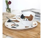 Juego de tazas de café de cerámica para decoración del hogar, tazas con asa de animales y bandeja, artículos creativos para beber, tazas de café, té, adornos novedosos para tazas de leche 200ml