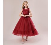 Vestido de verano con cuentas para dama de honor, vestido de encaje para boda, vestido de fiesta para niñas, disfraz para niños, vestido de princesa de cumpleaños 130 (6T) blanco