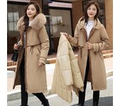 Chaqueta Parker de invierno para mujer, chaqueta de algodón 2024, chaqueta de algodón larga y ajustada con cintura, talla grande XXXL blanco