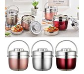 Portátil para los envases de comida herméticos de la caja de Bento de los niños con la fiambrera del aislamiento térmico de la manija 1.2L oro rosa