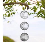 Molinillo de viento redondo 3D para asustar pájaros, decoración para exteriores, jardín, patio, granja, colgante, metal reflectante, carillón de viento, pájaro