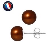 Pendientes - PERLINEA - Perlas Cultivadas Genuinas - 8-9 mm Chocolate - Oro Blanco - AAA+