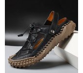 Sandalias de primavera 2024, nuevos zapatos de playa grandes para hombres, sandalias transpirables de suela suave hechas a mano 38 negro