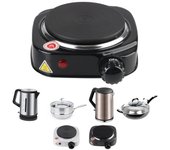 Mini estufa eléctrica con enchufe europeo para calentar leche, agua y café, electrodoméstico de cocina multifuncional universal de 500 W y 220 V, placa de cocción caliente Black EU Plug