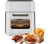 Freidora de aire de gran capacidad de 1400 W y 15 L, sin aceite, automática, para cocina doméstica, horno de convección de 360 grados, freidora sin aceite blanco