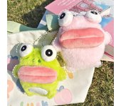 Lindo llavero con forma de rana con boca de salchicha, colgante de muñeco de peluche de dibujos animados, llavero para pareja, dijes para mochila, decoración para bolso de coche, regalo de Navidad color rosa