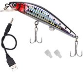 Señuelos de pesca con vibración eléctrica, señuelos LED recargables por USB, cebos duros realistas