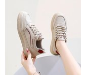 Zapatillas de plataforma gruesas para mujer, zapatos para caminar sin cordones, ligeros, transpirables, de cuero sintético, con cordones, para correr, cómodas zapatillas de tenis 35