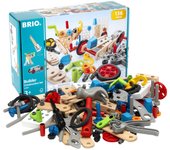 Juego de construcción BRIO Builder, piezas para niños de 3 años en adelante, juguete educativo, herramienta de juego 34587 [136 en total] (Juguete de carpintero)