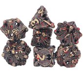 Juego de 7 dados de metal con diseño poliédrico exquisito, portátil, vintage, para juegos de mesa oro