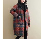 Ropa de invierno para mujer Chaqueta acolchada con capucha Parka de moda a cuadros Chaqueta de abrigo de longitud media Chaqueta holgada para mantener el calor Ocio S