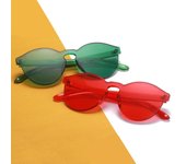Gafas de sol con lentes tintadas redondas amarillas para mujer y hombre, gafas de diseñador de marca, gafas sin montura para mujer