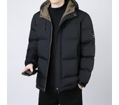 Ropa de invierno acolchada de algodón Chaqueta acolchada de algodón cálida, holgada, gruesa y a la moda para hombre, abrigo acolchado de algodón grande con capucha, abrigo de invierno a prueba de viento S negro