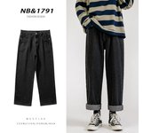 Pantalones vaqueros holgados de moda coreana para hombre, pantalones vaqueros clásicos de pierna recta de color liso que combinan con todo, pantalones de pierna ancha para hombre, azul claro, gris y negro XS azul claro