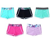 Traje de baño estampado para niñas, pantalones cortos elásticos con cintura ancha para playa, piscina, baño, natación, vacaciones 5-6 Years rosa brillante