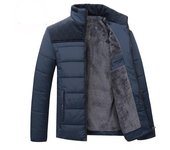 Parkas gruesas de invierno para hombre, chaqueta con cuello alto, abrigo Parker de moda para hombre, abrigo grueso y cálido con cremallera, abrigo acolchado para hombre M negro