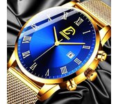 Relojes de moda para hombre Reloj de pulsera de cuarzo con calendario de acero inoxidable de lujo para hombres Relojes casuales de negocios blanco/plata