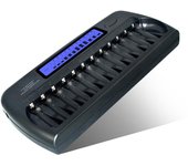 PALO PL-NC30 Cargador de batería inteligente universal con 12 ranuras para batería EU Plug negro