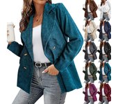 Tops de chaqueta pequeña con doble botonadura de moda de otoño e invierno para mujer XXXL
