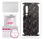 apgo Protective Skin Sticker for the back+sides compatible with Xiaomi Mi 10 5G, Full Wrap Film, Foil, Vinyl - Pattern Carbon Black Pixel