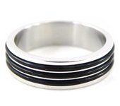 Anillo de hombre 'Peaceful' Acero negro 52 plata