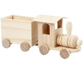 Tren de madera con vagón - 21,5 x 6,5 x 9,5 cm