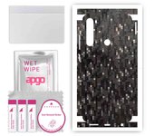 apgo Protective Skin Sticker for the back+sides compatible with Xiaomi Redmi Note 8, Full Wrap Film, Foil, Vinyl - Pattern Carbon Black Pixel