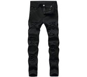Pantalones de hombre Pantalones de mezclilla delgados Pantalones de pierna recta Pantalones vaqueros rasgados de color sólido 32 rojo