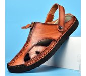 Sandalias de verano para hombre, zapatos casuales de cuero, sandalias para exteriores para hombre, zapatos de playa romanos, tallas 39-48 39 negro