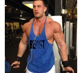 Muscleguys Camiseta sin mangas para hombre con diseño de espalda cruzada y culturismo y fitness M blanco