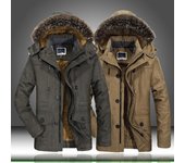 Chaqueta acolchada de algodón con capucha de longitud media para hombre, de invierno, para mediana edad y ancianos, chaqueta informal con dobladillo recto de talla grande 7XL negro