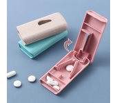 1 PC Separador de caja de píldoras de viaje Caja de almacenamiento de medicina plástica Contenedor Divisor de píldoras Caja de almacenamiento Cortador de tabletas ZH beige