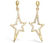 Les Trésors De Lily [K9515] - Pendientes chapados en oro 'Stars' oro blanco - 35x12 mm oro