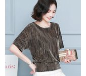 Camisa con purpurina, Tops a la moda, blusa elegante con lentejuelas brillantes, blusas tipo túnica para mujer, blusas para mujer con brillo dorado rojo, ropa 10127 M oro