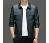 Otoño e invierno Nueva ropa de cuero genuino Chaqueta de cuero de corte entallado con solapa corta para hombre de mediana edad Chaqueta de cuero de corte entallado para hombre Abrigo de cuero genuino 4XL