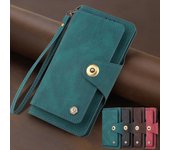 Funda tipo billetera de cuero de metal para iPhone 13, 12, 11 Pro, Xs Max, X, Xr, Se 2020, 8, 7 Plus, 6, 6s, con cordón y soporte para múltiples tarjetas iPhone 12 Mini rojo