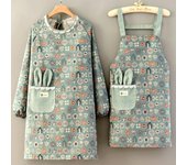 with Pocket Cooking Apron Cute Plants Pattern Household Apron New Baking Overalls  for Adult Green