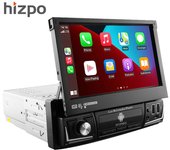 Radio de Coche Hizpo 7'' Single 1 Din AutoRadio CarPlay Navegación GPS Pantalla Retráctil 1Din Android 12 Reproductor Multimedia Unidad Principal de Audio y Vídeo Universal 4Core 1G+32G