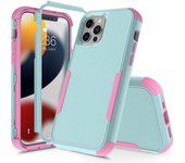 Funda de teléfono con armadura antichoque híbrida 3 en 1 para iPhone 14, 13, 11, 12 Pro Max, Mini, Xr, X, Xs Max, 6, 6s, 7, 8 Plus, tres capas, color llamativo For iPhone 11 Pro verde