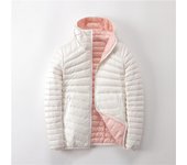 Chaquetas ligeras de plumas para mujer, abrigos de ambos lados, chaqueta acolchada portátil impermeable para mujer, ropa de abrigo 4XL blanco