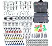 Kit de accesorios de pesca, 177 Uds., ganchos de manivela, pesas de plomo, broches giratorios, conectores, cuentas para pesca